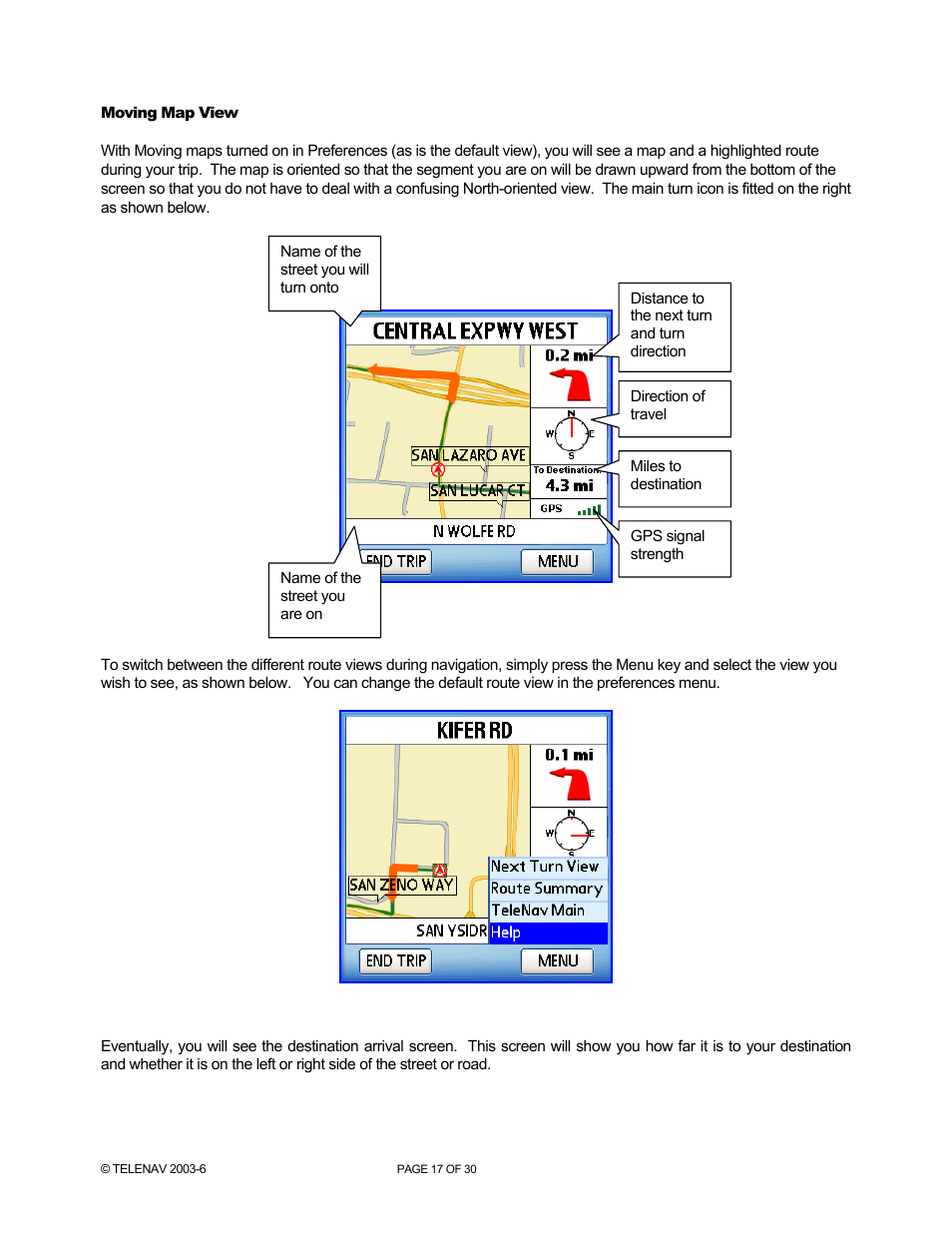 Telenav for AT&T Supported Devices: v4.1 for Palm Treo 650 Users Guide User Manual | Page 17 / 30