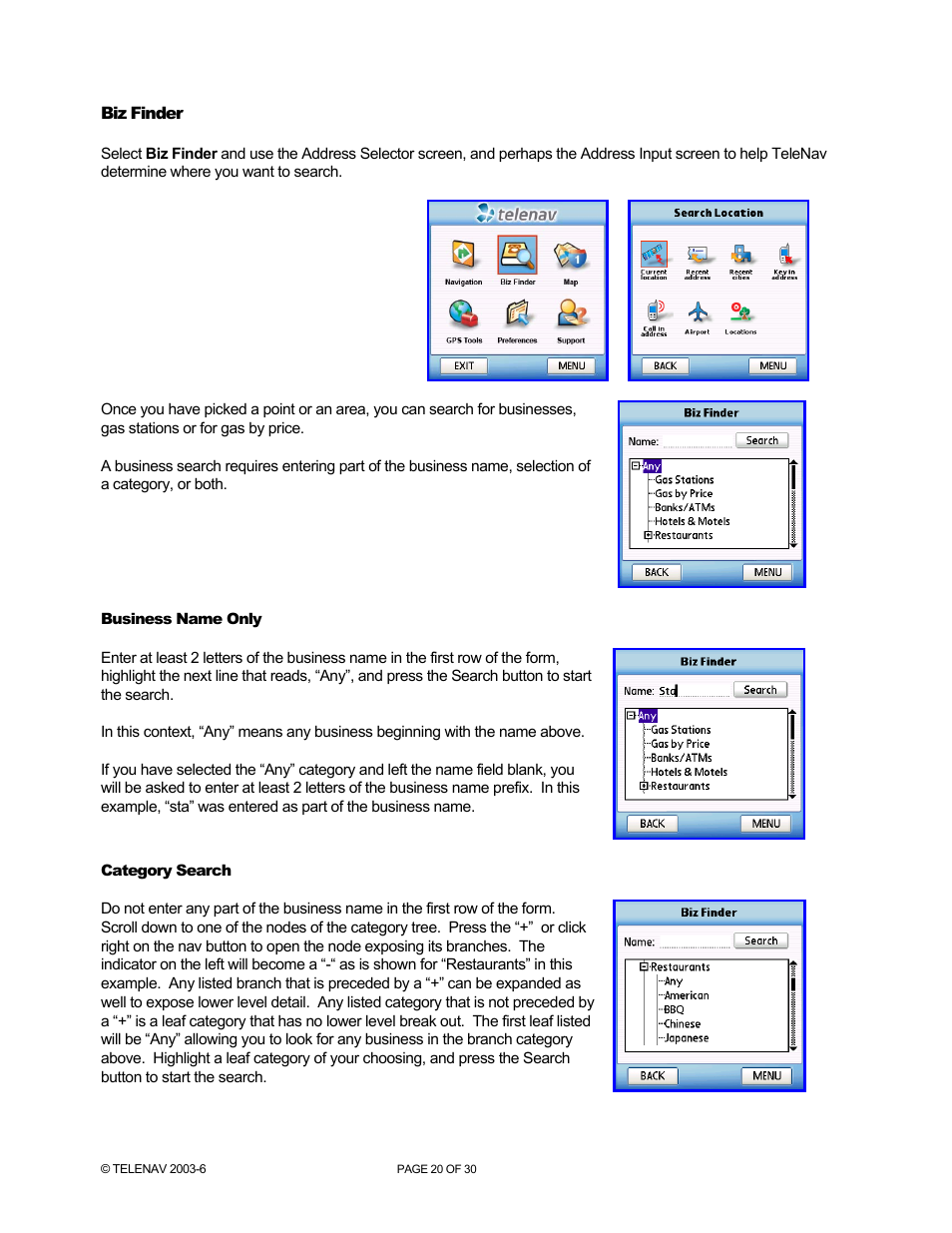 Telenav for AT&T Supported Devices: v4.1 for Palm Treo 650 Users Guide User Manual | Page 20 / 30