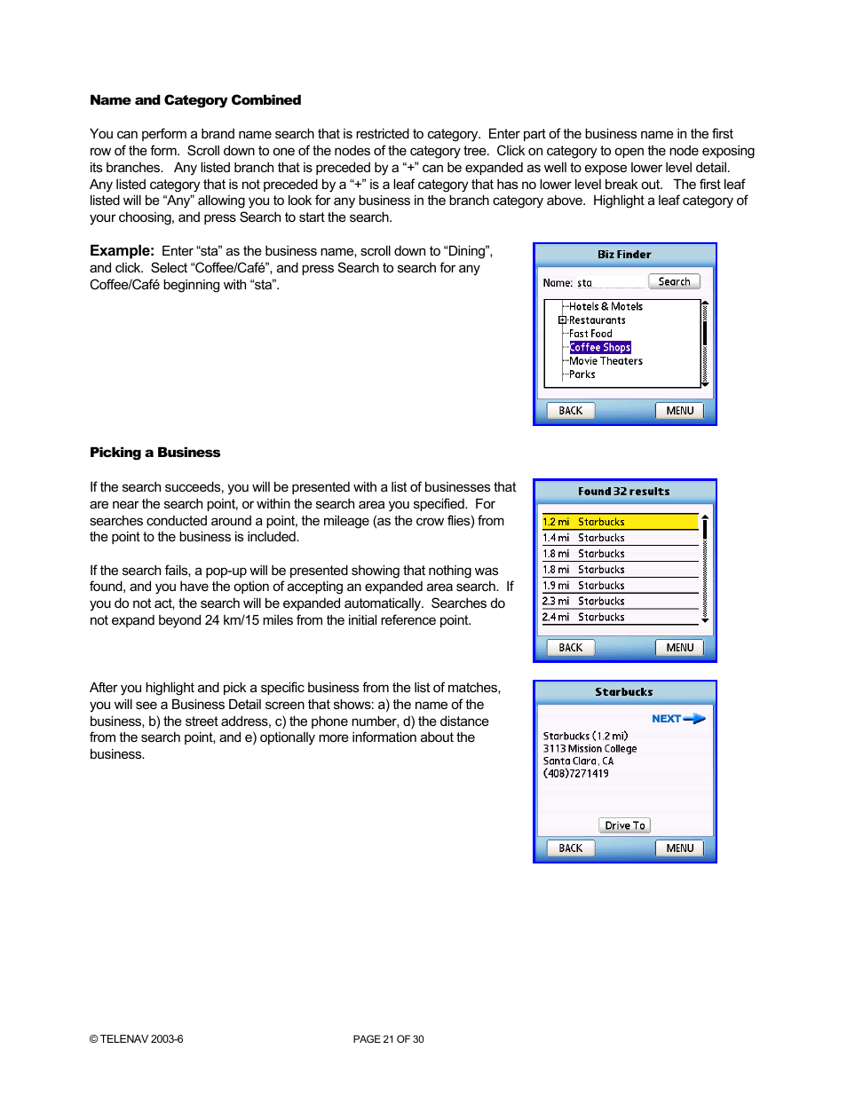 Telenav for AT&T Supported Devices: v4.1 for Palm Treo 650 Users Guide User Manual | Page 21 / 30