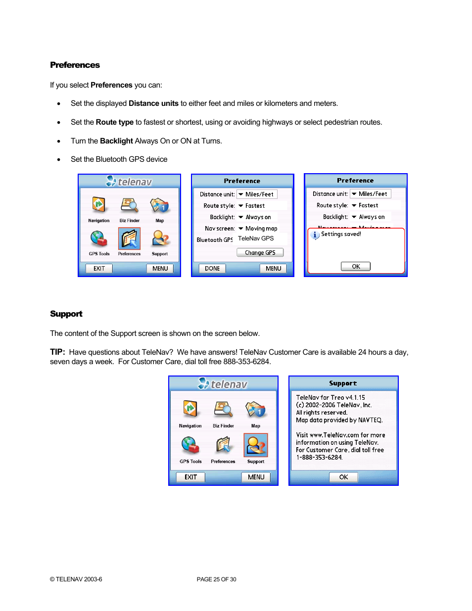 Telenav for AT&T Supported Devices: v4.1 for Palm Treo 650 Users Guide User Manual | Page 25 / 30