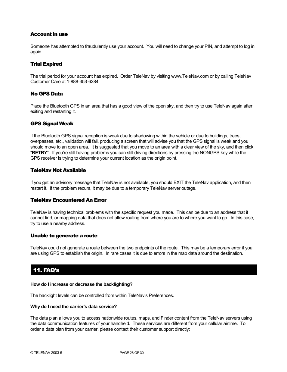 Telenav for AT&T Supported Devices: v4.1 for Palm Treo 650 Users Guide User Manual | Page 28 / 30