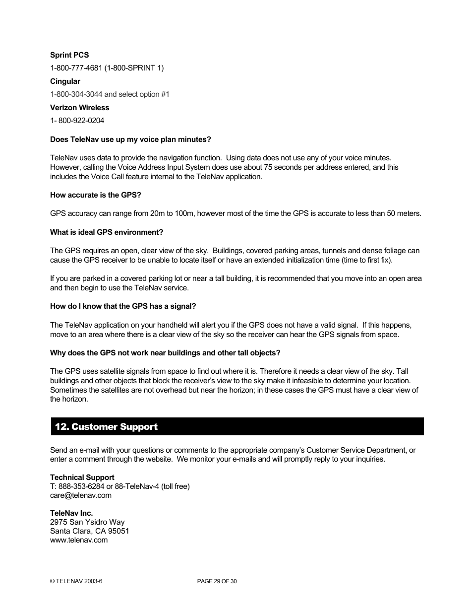 Telenav for AT&T Supported Devices: v4.1 for Palm Treo 650 Users Guide User Manual | Page 29 / 30