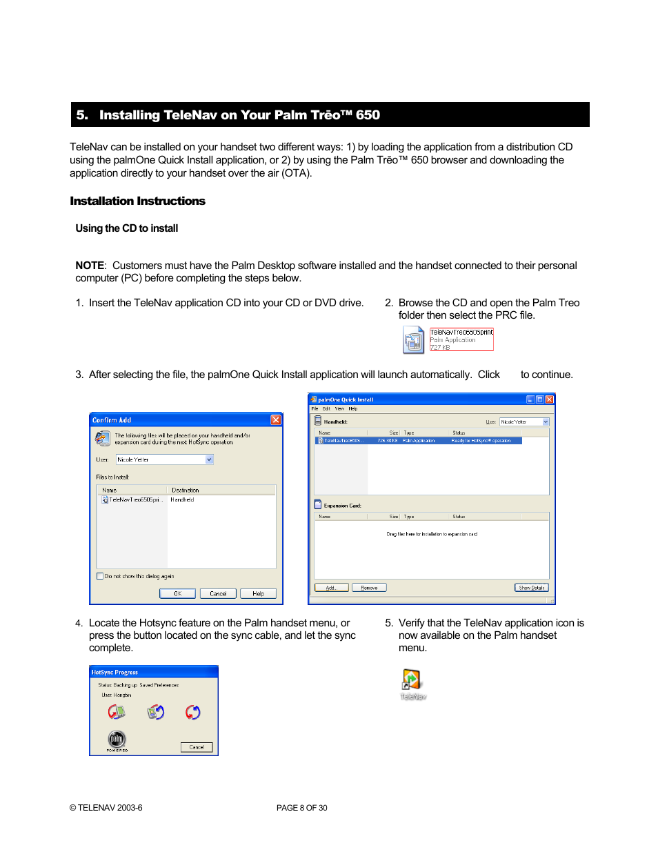 Telenav for AT&T Supported Devices: v4.1 for Palm Treo 650 Users Guide User Manual | Page 8 / 30