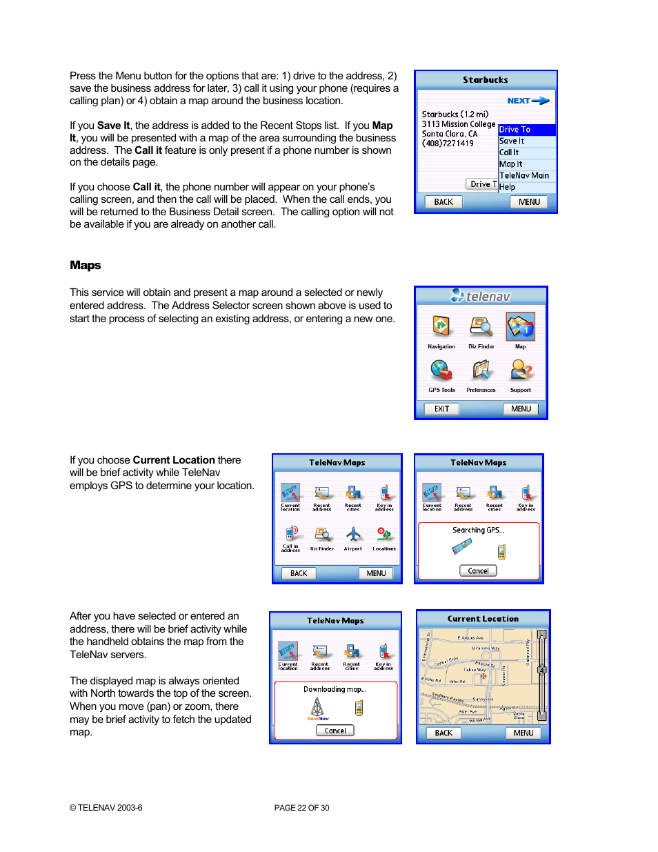 Telenav for Sprint Supported Devices: v4.1 for Palm Treo 700p User Manual | Page 22 / 30