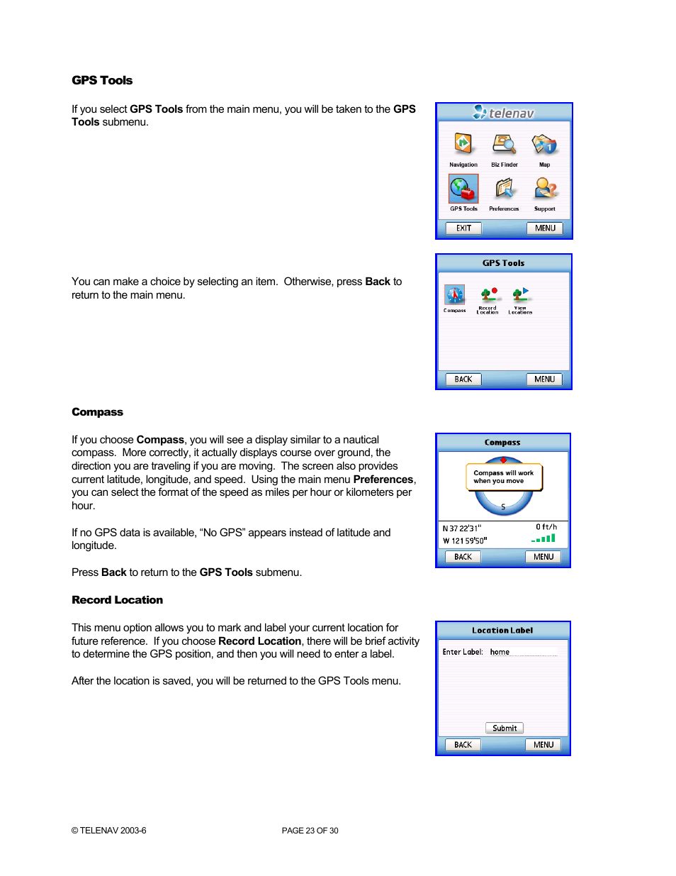 Telenav for Sprint Supported Devices: v4.1 for Palm Treo 700p User Manual | Page 23 / 30