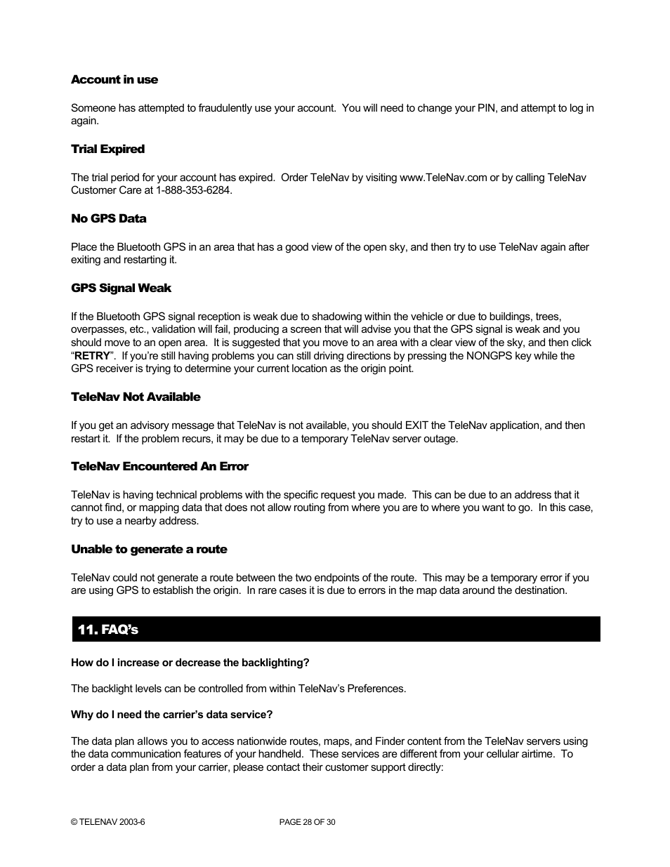 Telenav for Sprint Supported Devices: v4.1 for Palm Treo 700p User Manual | Page 28 / 30