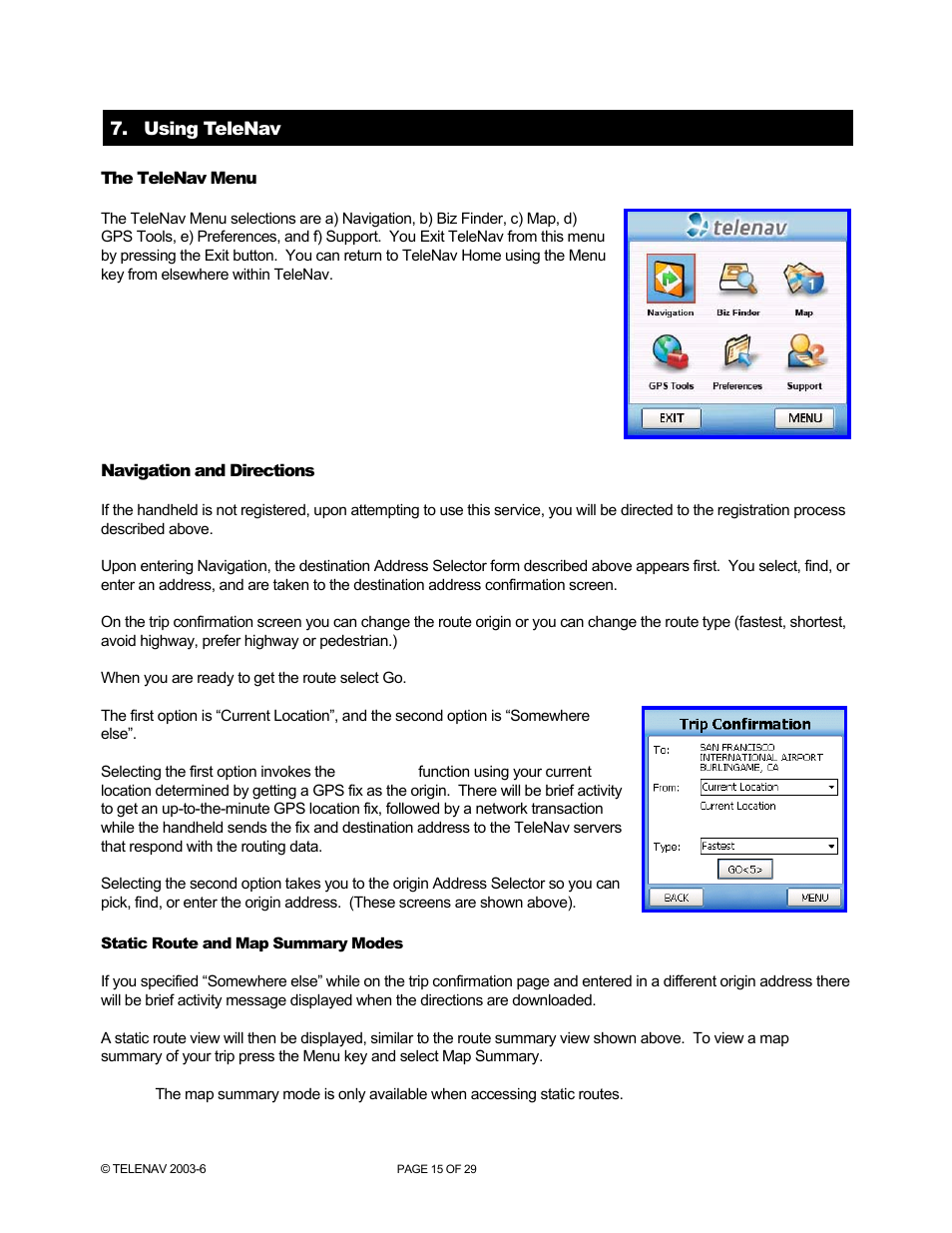Telenav for Sprint Supported Devices: v4.1 for Palm Treo 700wx User Manual | Page 15 / 29