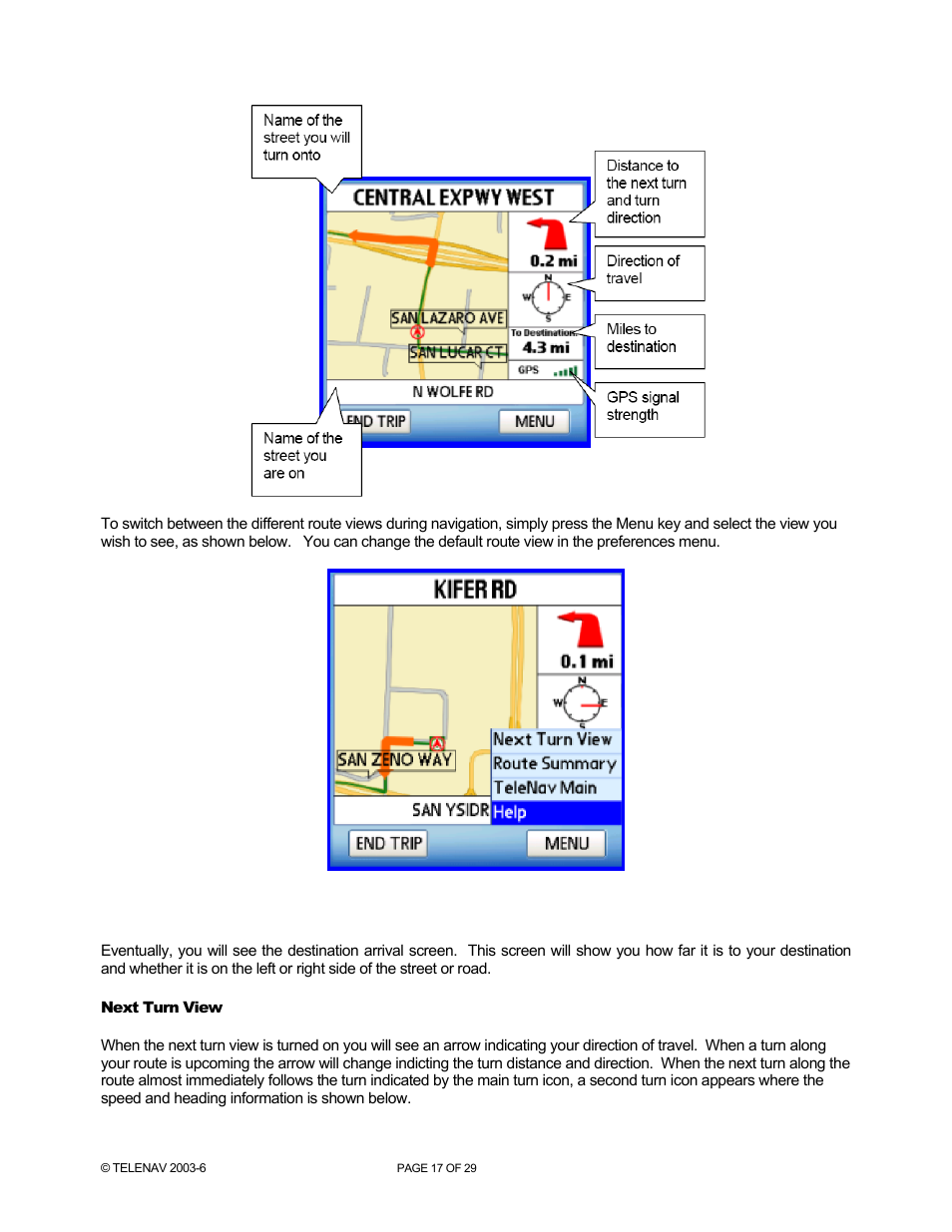 Telenav for Sprint Supported Devices: v4.1 for Palm Treo 700wx User Manual | Page 17 / 29