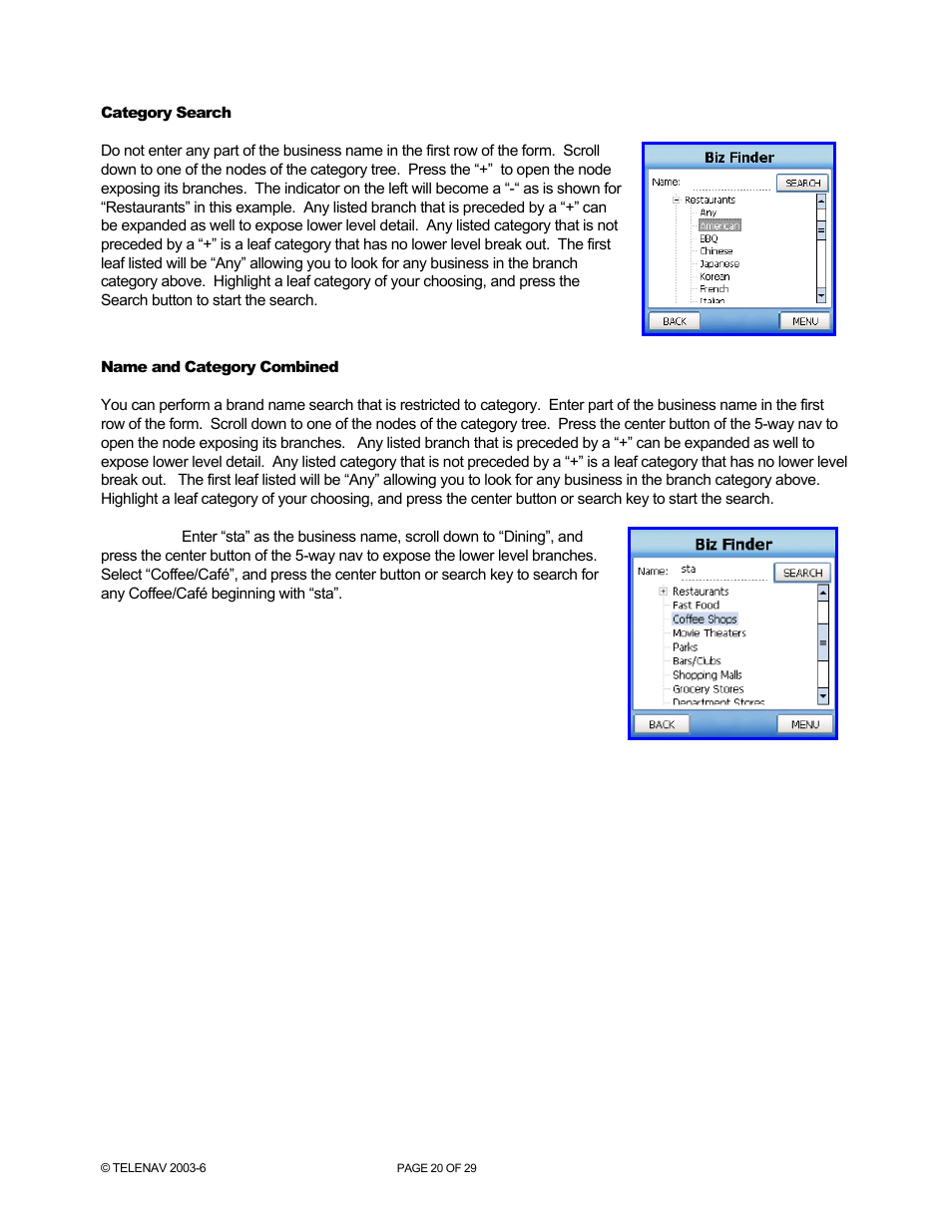 Telenav for Sprint Supported Devices: v4.1 for Palm Treo 700wx User Manual | Page 20 / 29