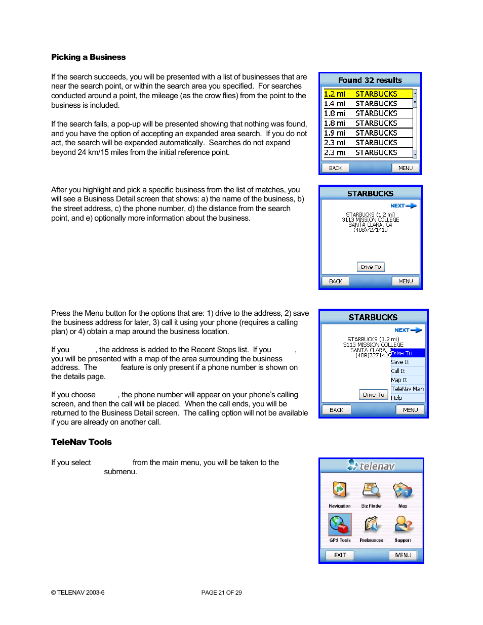 Telenav for Sprint Supported Devices: v4.1 for Palm Treo 700wx User Manual | Page 21 / 29