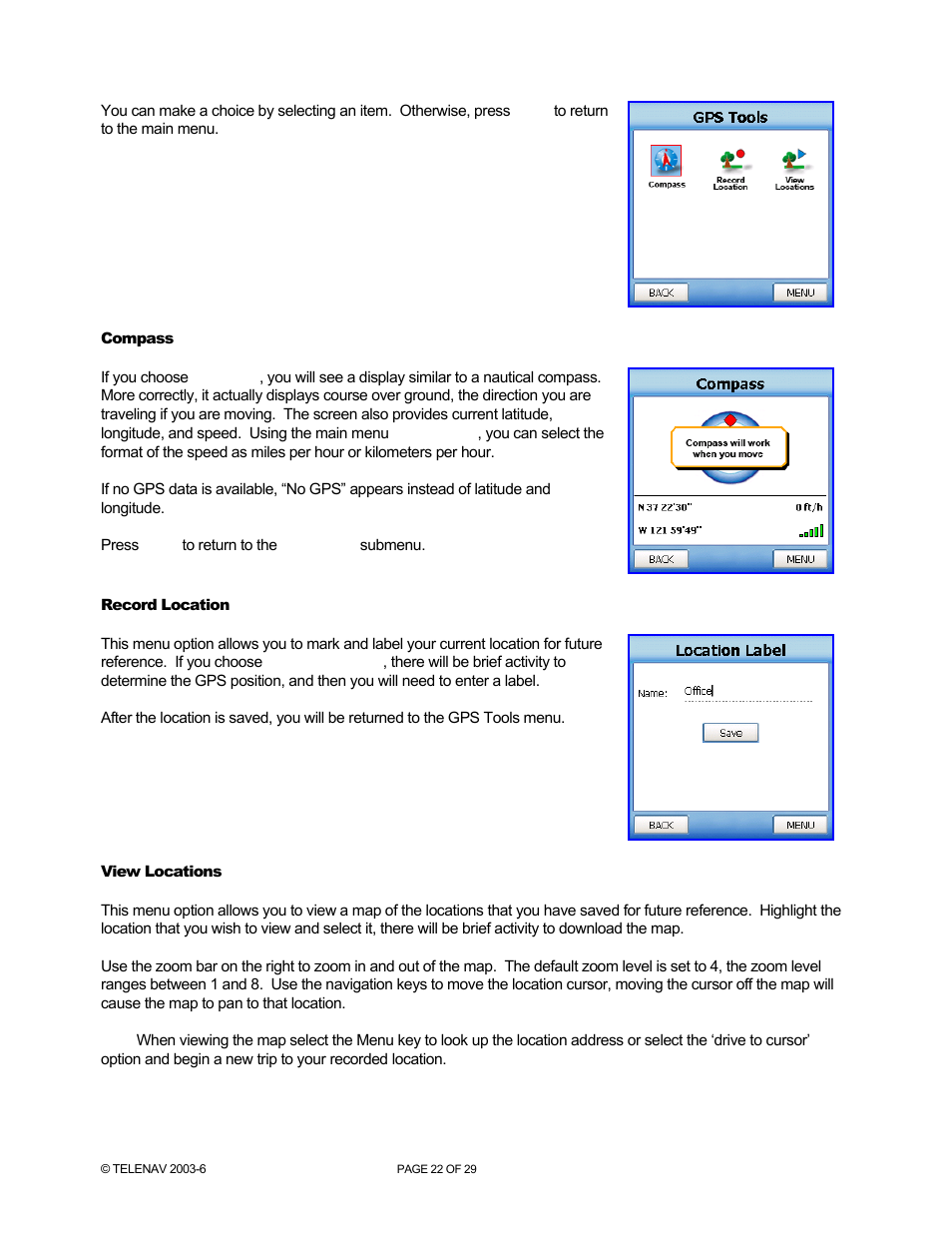 Telenav for Sprint Supported Devices: v4.1 for Palm Treo 700wx User Manual | Page 22 / 29