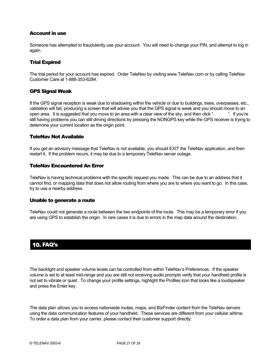 Telenav for Sprint Supported Devices: v4.1 for Palm Treo 700wx User Manual | Page 27 / 29