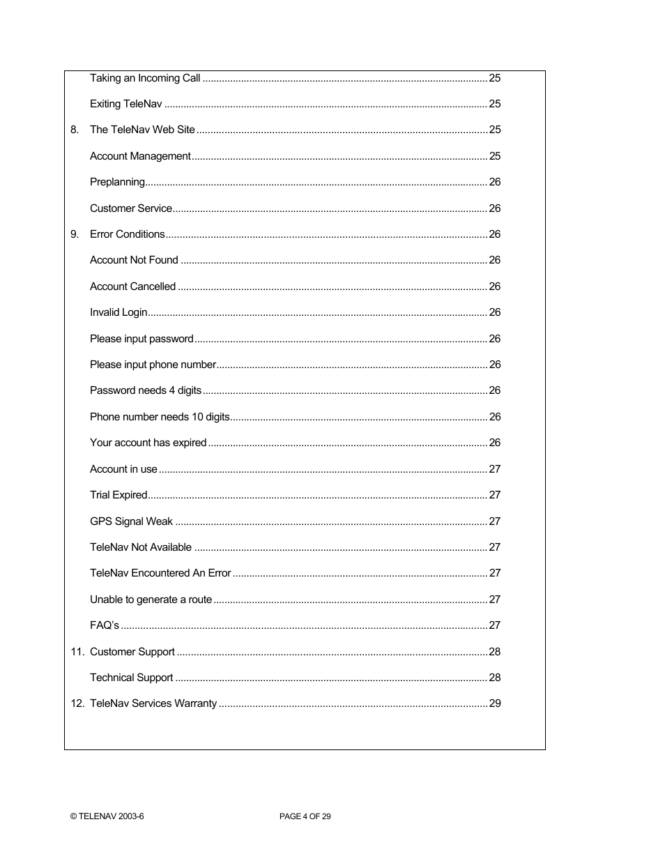 Telenav for Sprint Supported Devices: v4.1 for Palm Treo 700wx User Manual | Page 4 / 29