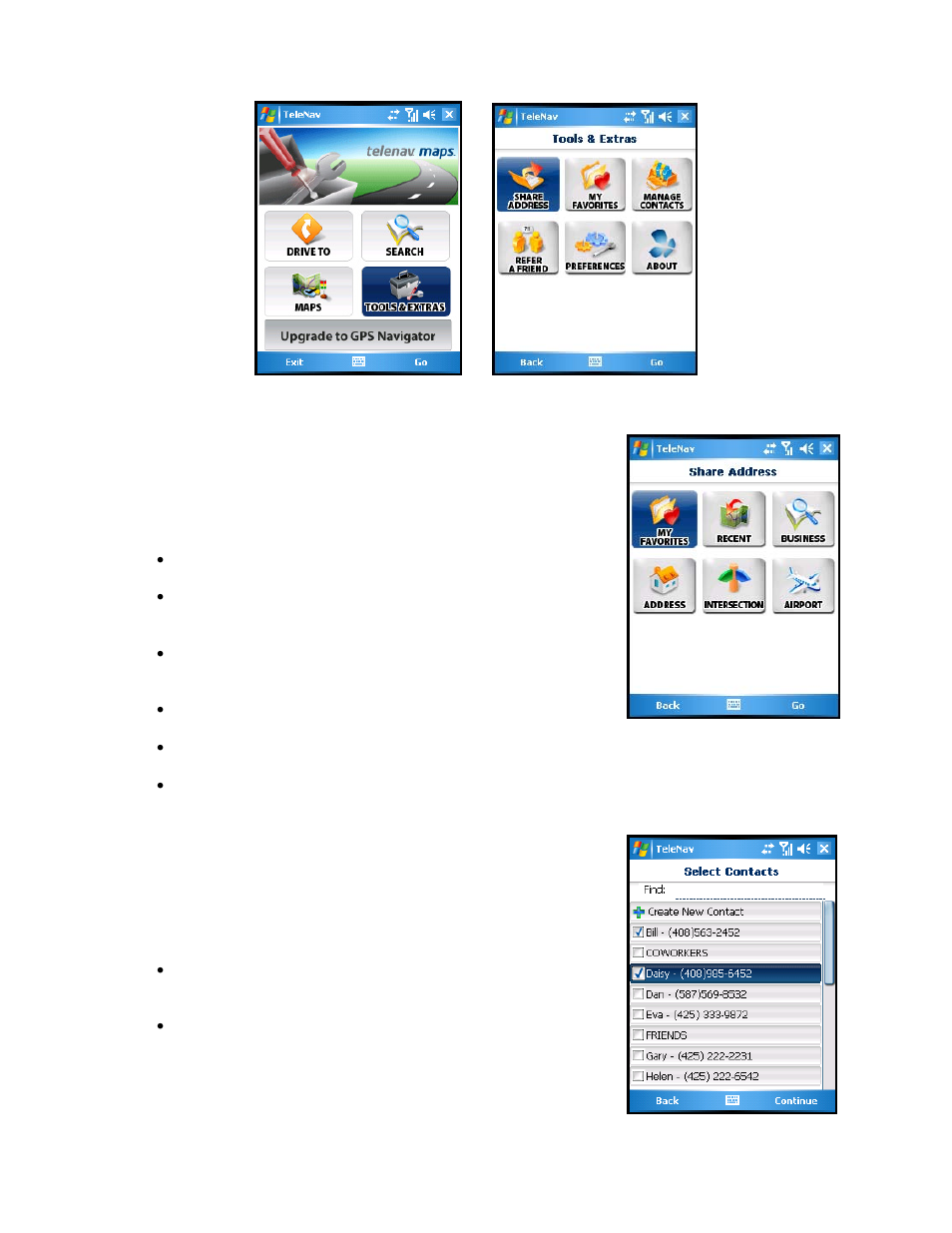 Share address | Telenav for AT&T Supported Devices: v2.0 for Windows Mobile; HTC 8525, 8925; Samsung BlackJack 2 Users Guide User Manual | Page 36 / 57