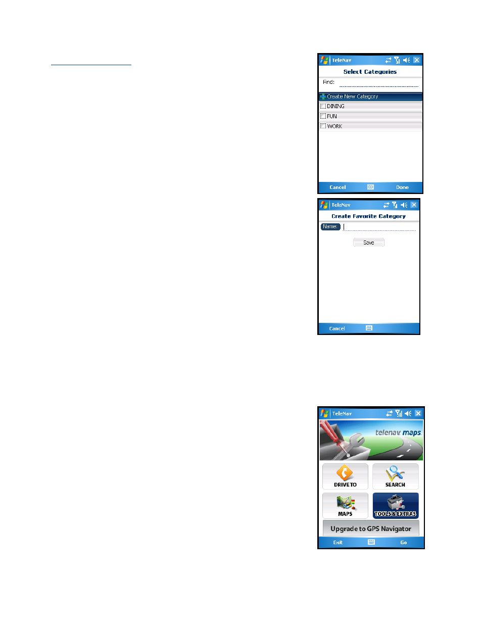 Create new category, Delete a category | Telenav for AT&T Supported Devices: v2.0 for Windows Mobile; HTC 8525, 8925; Samsung BlackJack 2 Users Guide User Manual | Page 40 / 57