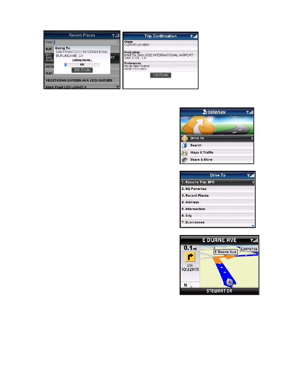 Resume trip | Telenav for AT&T Supported Devices: v5.5 for BlackBerry smartphones User Manual | Page 17 / 67