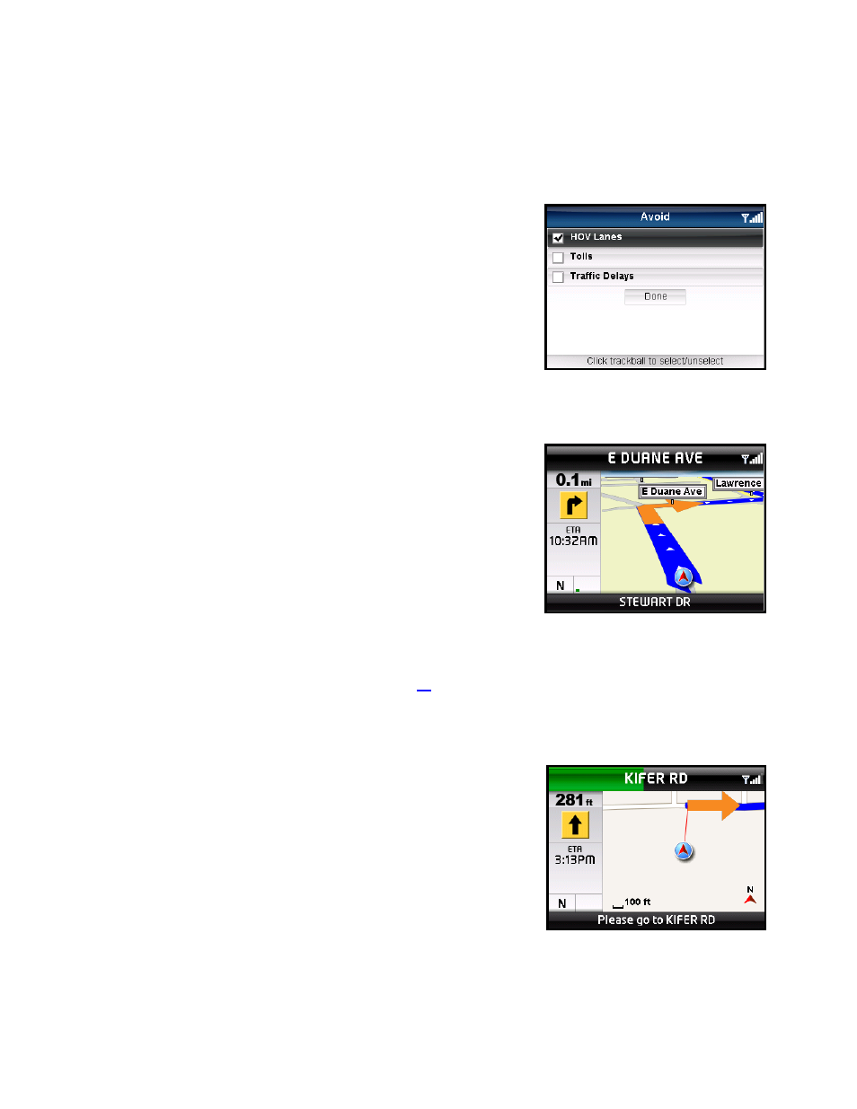 Initial driving directions, Moving to the nearest street, Audible guidance tones | Telenav for AT&T Supported Devices: v5.5 for BlackBerry smartphones User Manual | Page 28 / 67