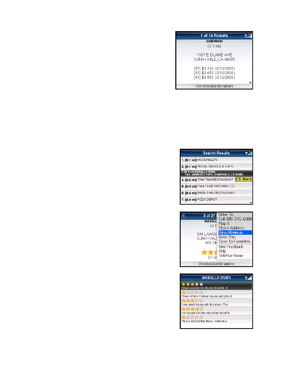Reviews and ratings, Read reviews | Telenav for AT&T Supported Devices: v5.5 for BlackBerry smartphones User Manual | Page 42 / 67