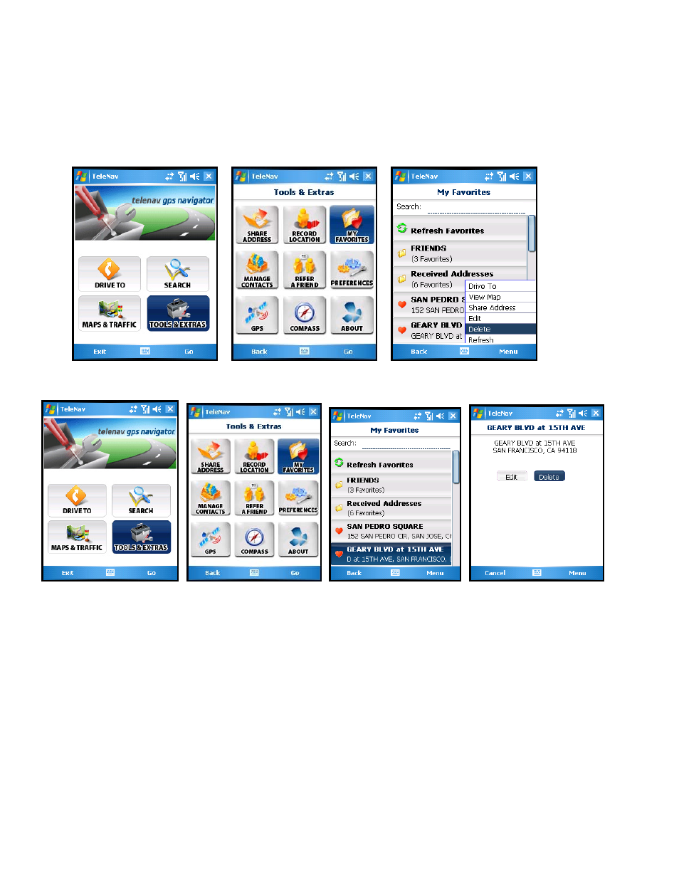 Delete a location from my favorites | Telenav for AT&T Supported Devices: v5.2 for Windows Mobile; HTC 8525, 8925; Samsung BlackJack 2 Users Guide User Manual | Page 21 / 72