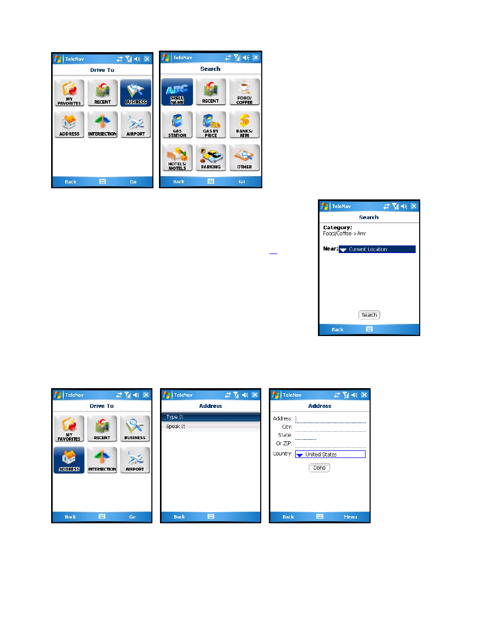 Address – type it | Telenav for AT&T Supported Devices: v5.2 for Windows Mobile; HTC 8525, 8925; Samsung BlackJack 2 Users Guide User Manual | Page 23 / 72