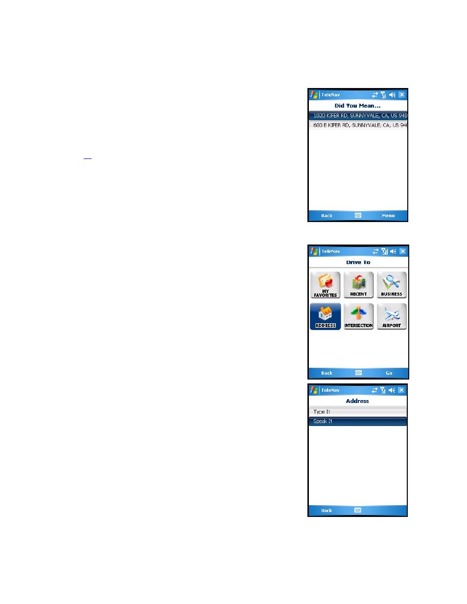 Address – speak it | Telenav for AT&T Supported Devices: v5.2 for Windows Mobile; HTC 8525, 8925; Samsung BlackJack 2 Users Guide User Manual | Page 24 / 72