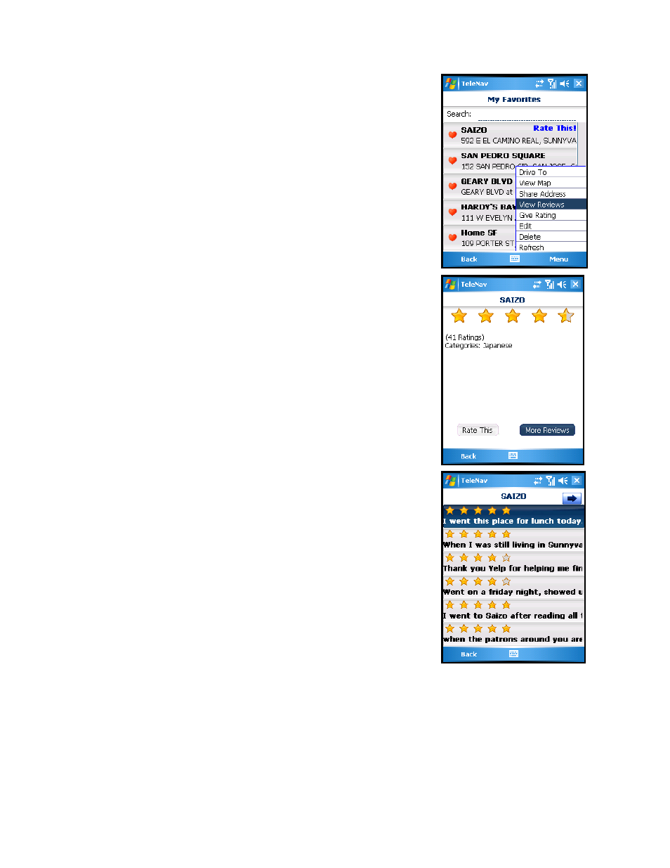 Telenav for AT&T Supported Devices: v5.2 for Windows Mobile; HTC 8525, 8925; Samsung BlackJack 2 Users Guide User Manual | Page 54 / 72