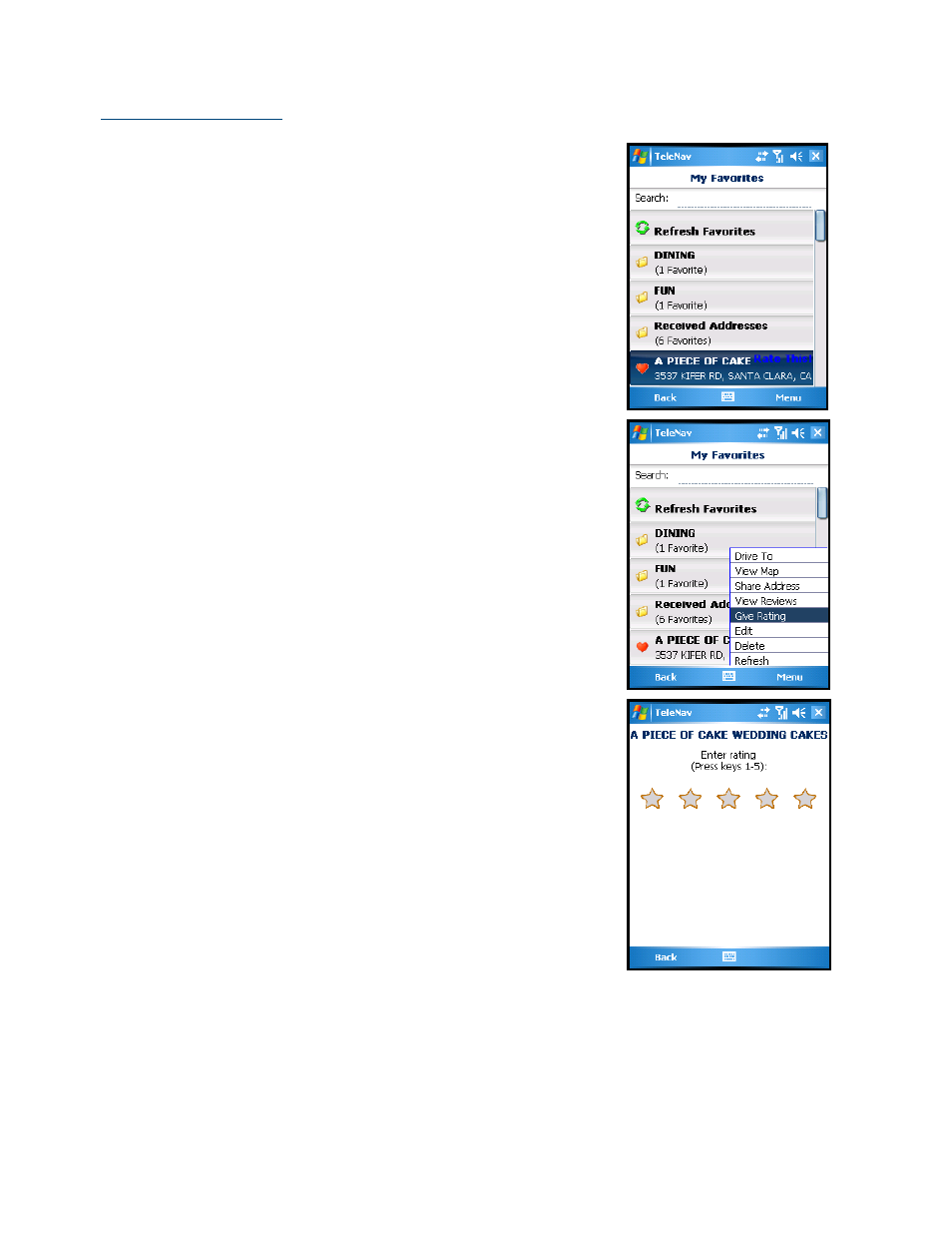 Submit your own rating | Telenav for AT&T Supported Devices: v5.2 for Windows Mobile; HTC 8525, 8925; Samsung BlackJack 2 Users Guide User Manual | Page 55 / 72