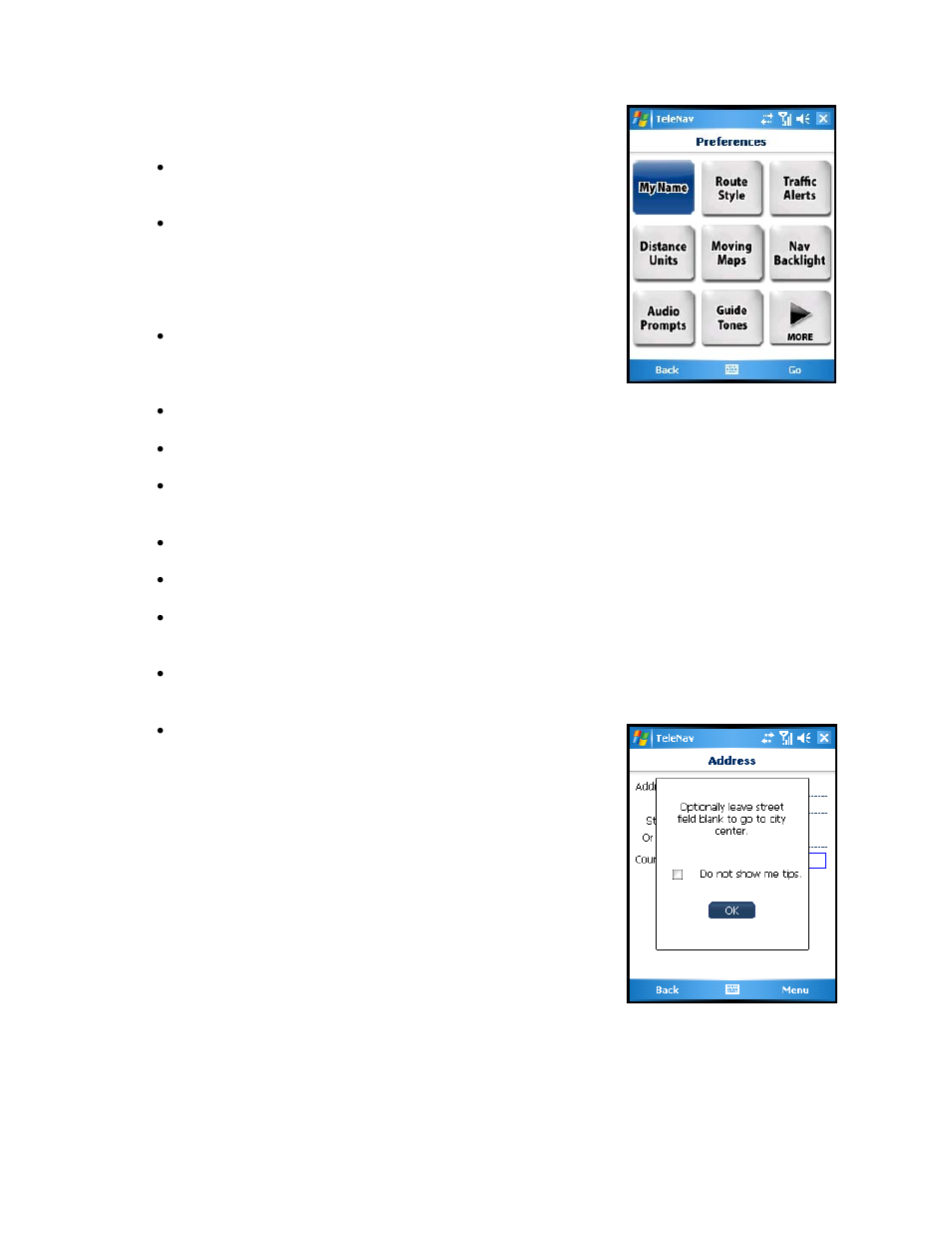 Telenav for AT&T Supported Devices: v5.2 for Windows Mobile; HTC 8525, 8925; Samsung BlackJack 2 Users Guide User Manual | Page 61 / 72
