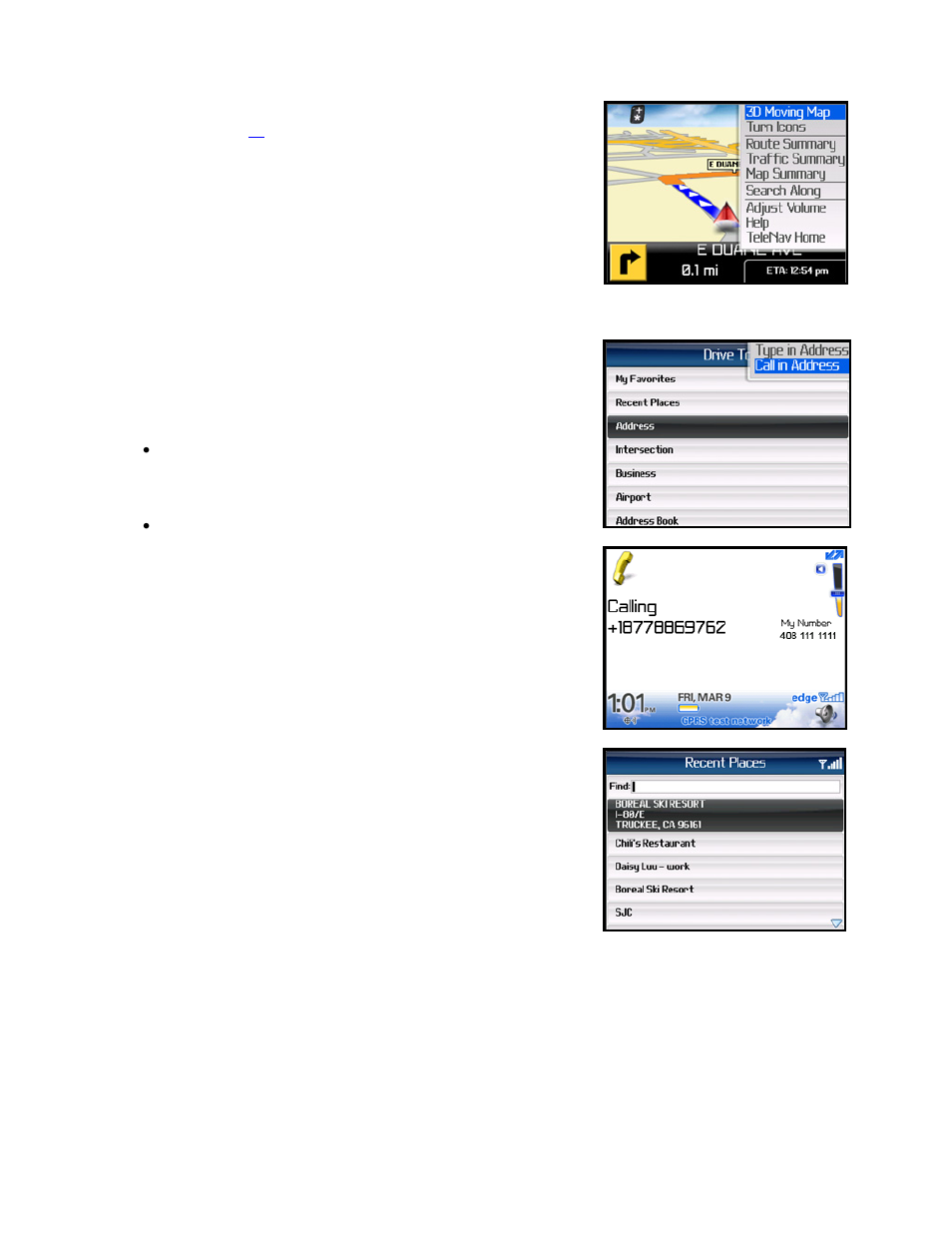 Address – calling in | Telenav for AT&T Supported Devices: v5.1 for BlackBerry 8100, 8300, 8310, 8700, 8800 User Manual | Page 20 / 51