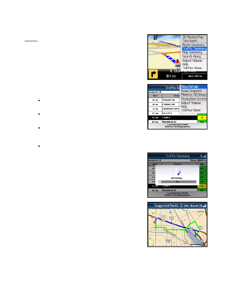 Re-routing options, Manual | Telenav for AT&T Supported Devices: v5.1 for BlackBerry 8100, 8300, 8310, 8700, 8800 User Manual | Page 32 / 51