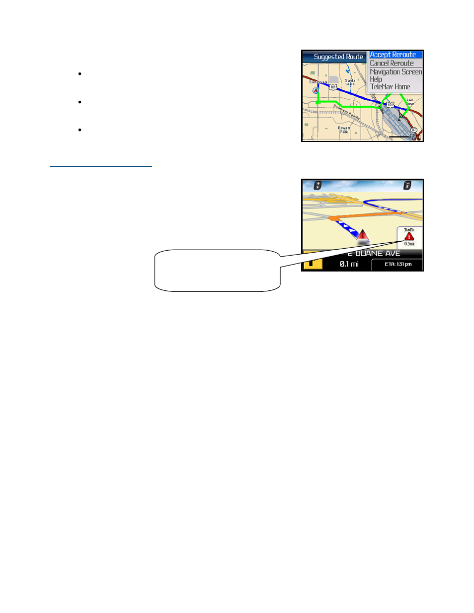 Avoid ahead (audio detour) | Telenav for AT&T Supported Devices: v5.1 for BlackBerry 8100, 8300, 8310, 8700, 8800 User Manual | Page 33 / 51