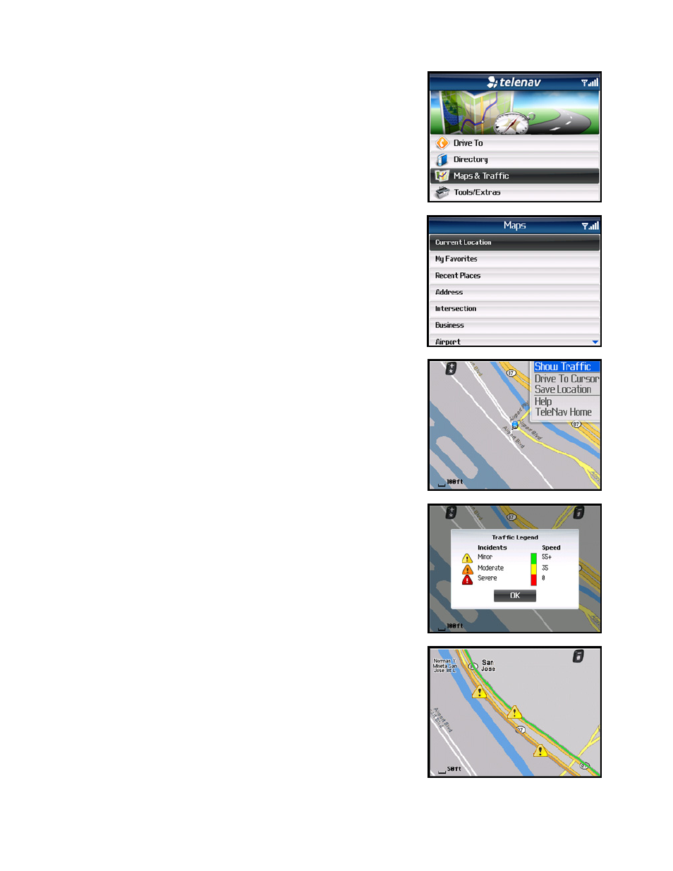 Check traffic | Telenav for AT&T Supported Devices: v5.1 for BlackBerry 8100, 8300, 8310, 8700, 8800 User Manual | Page 39 / 51