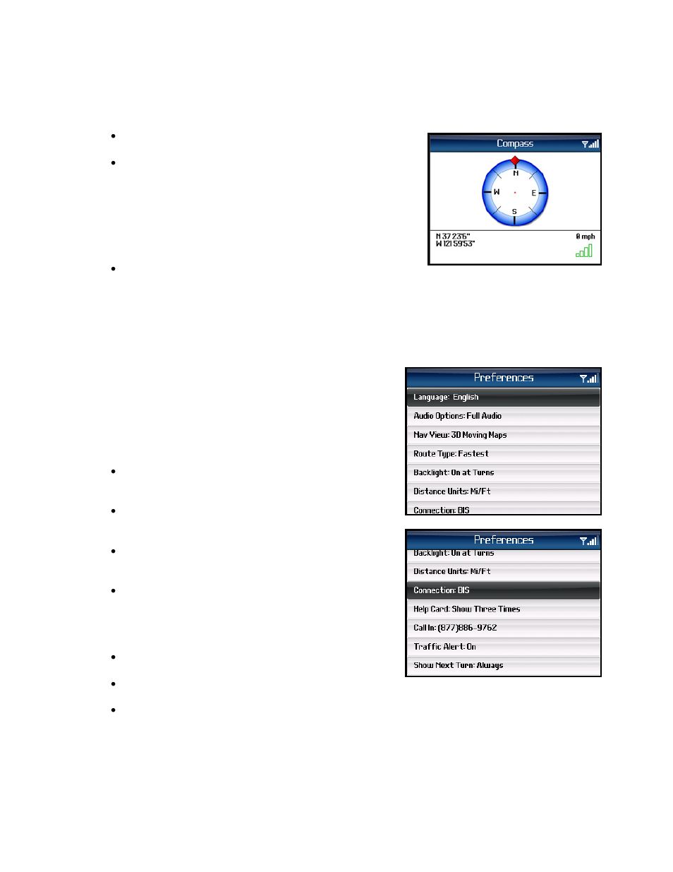 Compass, Preferences | Telenav for AT&T Supported Devices: v5.1 for BlackBerry 8100, 8300, 8310, 8700, 8800 User Manual | Page 41 / 51