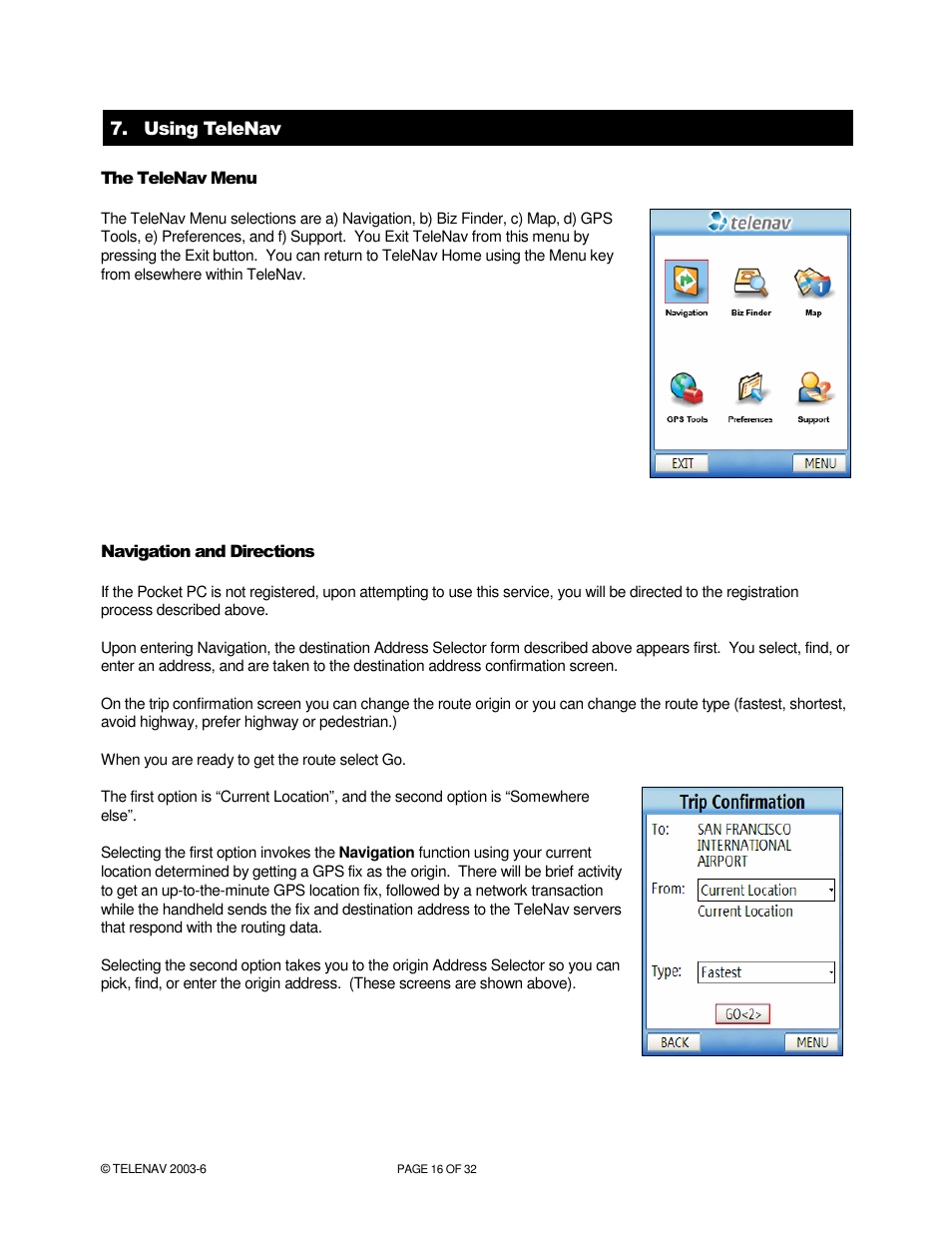 Telenav for AT&T Supported Devices: v4.1 for AT&T 8125, 8525 Users Guide User Manual | Page 16 / 32