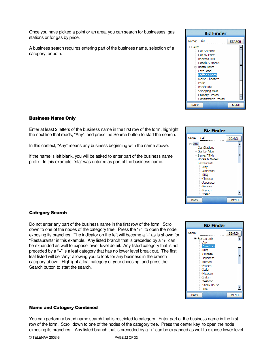Telenav for AT&T Supported Devices: v4.1 for AT&T 8125, 8525 Users Guide User Manual | Page 22 / 32