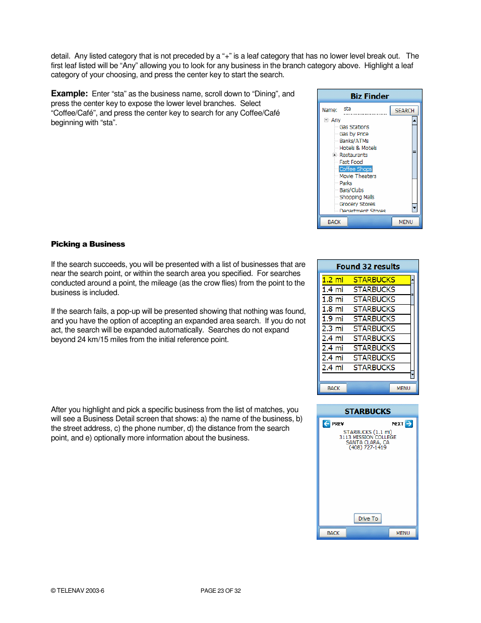 Telenav for AT&T Supported Devices: v4.1 for AT&T 8125, 8525 Users Guide User Manual | Page 23 / 32