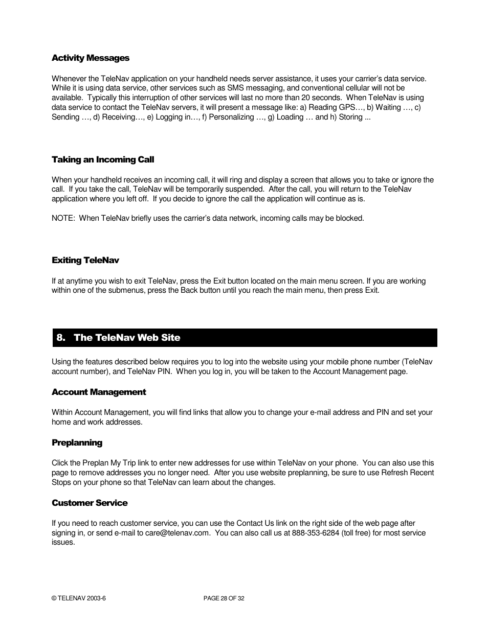 Telenav for AT&T Supported Devices: v4.1 for AT&T 8125, 8525 Users Guide User Manual | Page 28 / 32