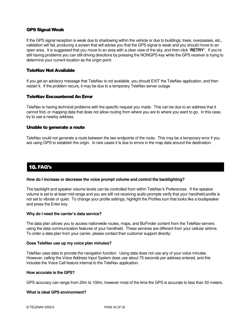 Telenav for AT&T Supported Devices: v4.1 for AT&T 8125, 8525 Users Guide User Manual | Page 30 / 32