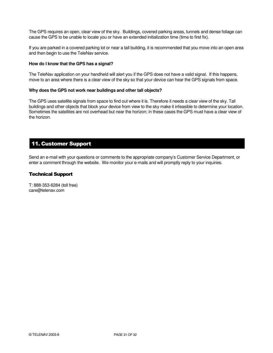 Telenav for AT&T Supported Devices: v4.1 for AT&T 8125, 8525 Users Guide User Manual | Page 31 / 32