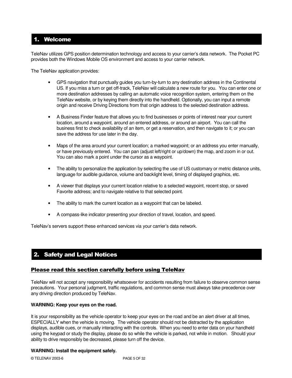 Telenav for AT&T Supported Devices: v4.1 for AT&T 8125, 8525 Users Guide User Manual | Page 5 / 32