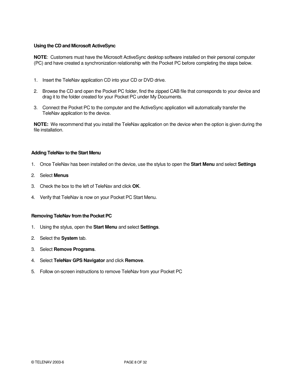 Telenav for AT&T Supported Devices: v4.1 for AT&T 8125, 8525 Users Guide User Manual | Page 8 / 32