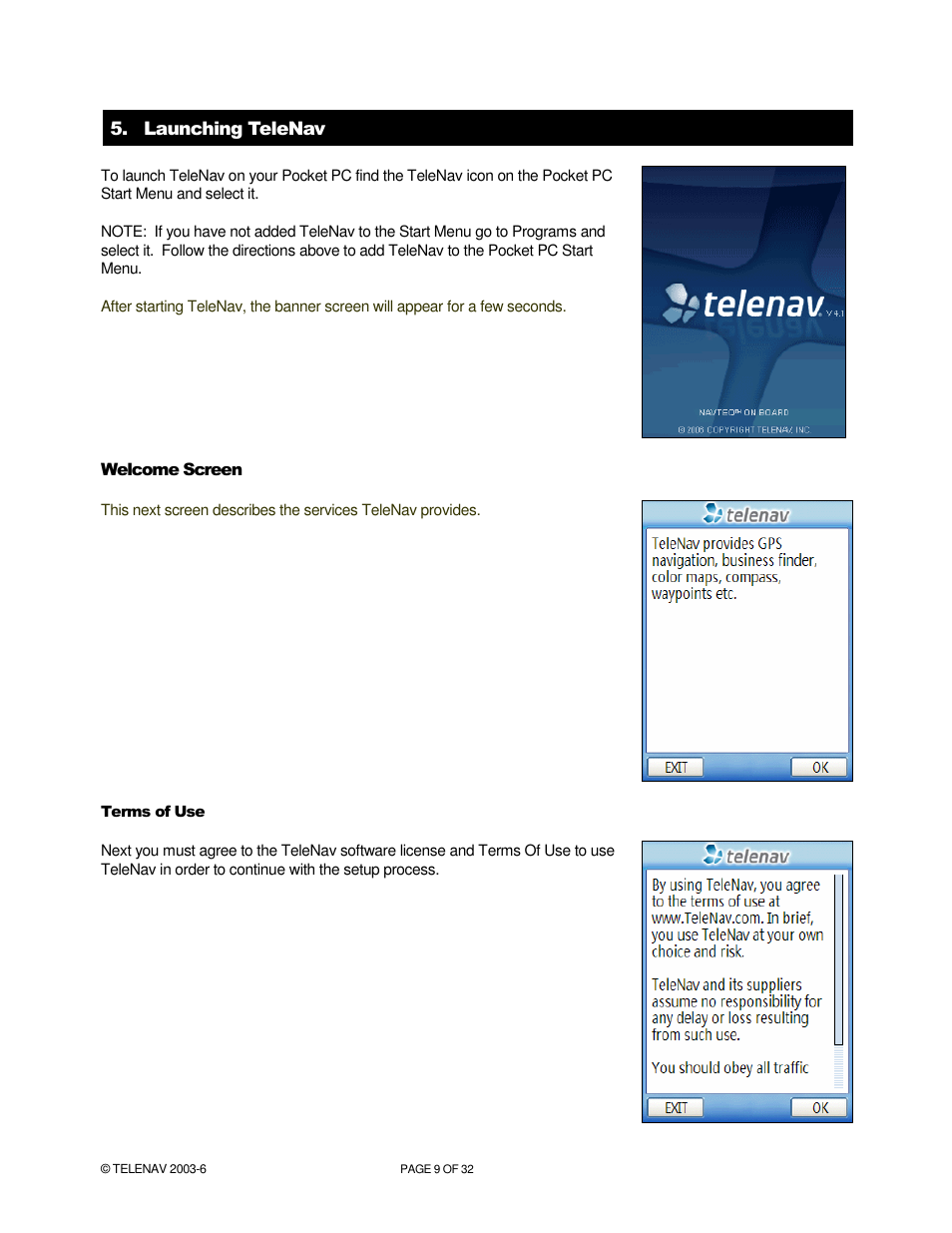 Telenav for AT&T Supported Devices: v4.1 for AT&T 8125, 8525 Users Guide User Manual | Page 9 / 32
