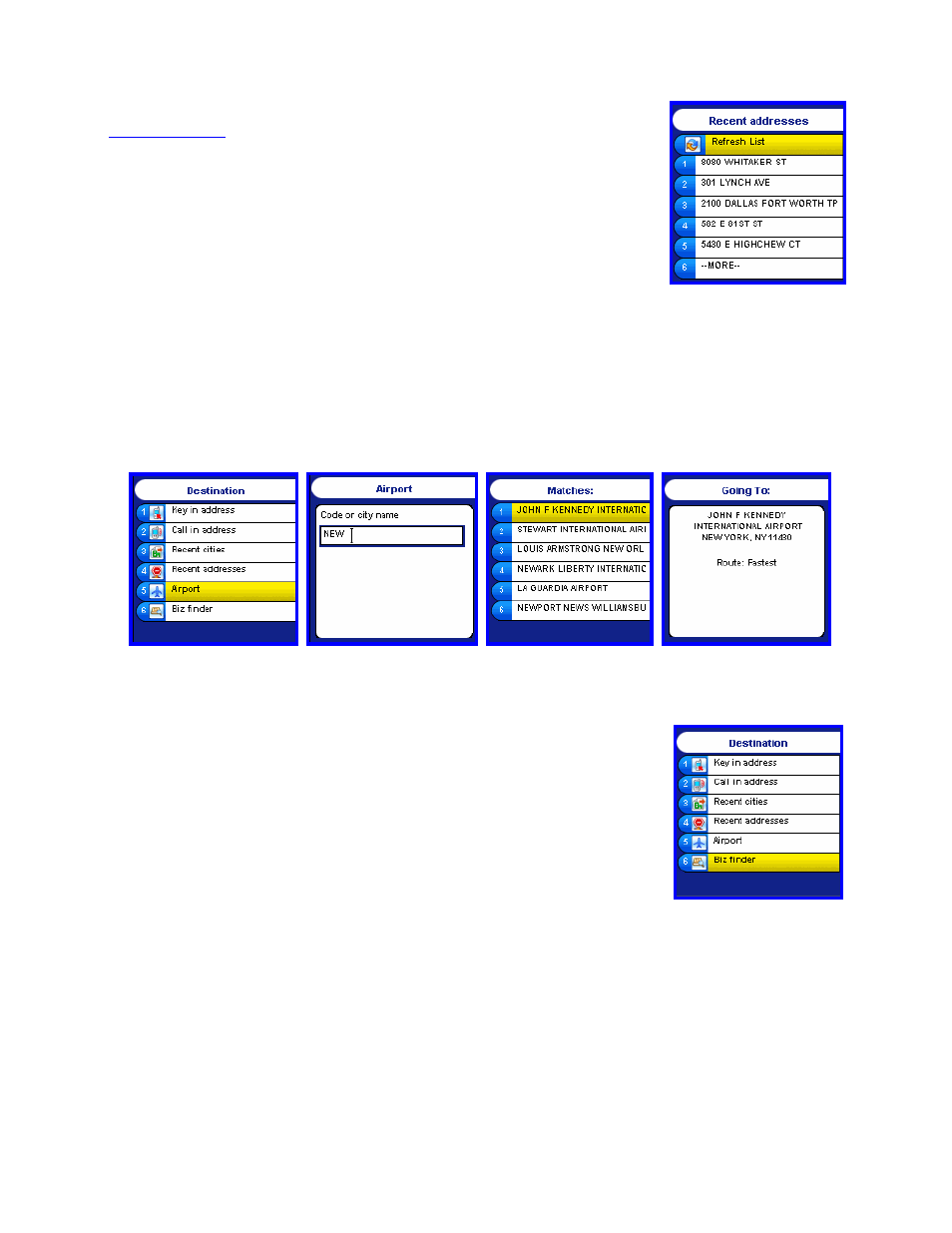 Using an airport as an address, Using biz finder | Telenav for AT&T Supported Devices: v3.9 Lite for Motorola SLVR L6, L7, RAZR V3i Users Guide User Manual | Page 11 / 23