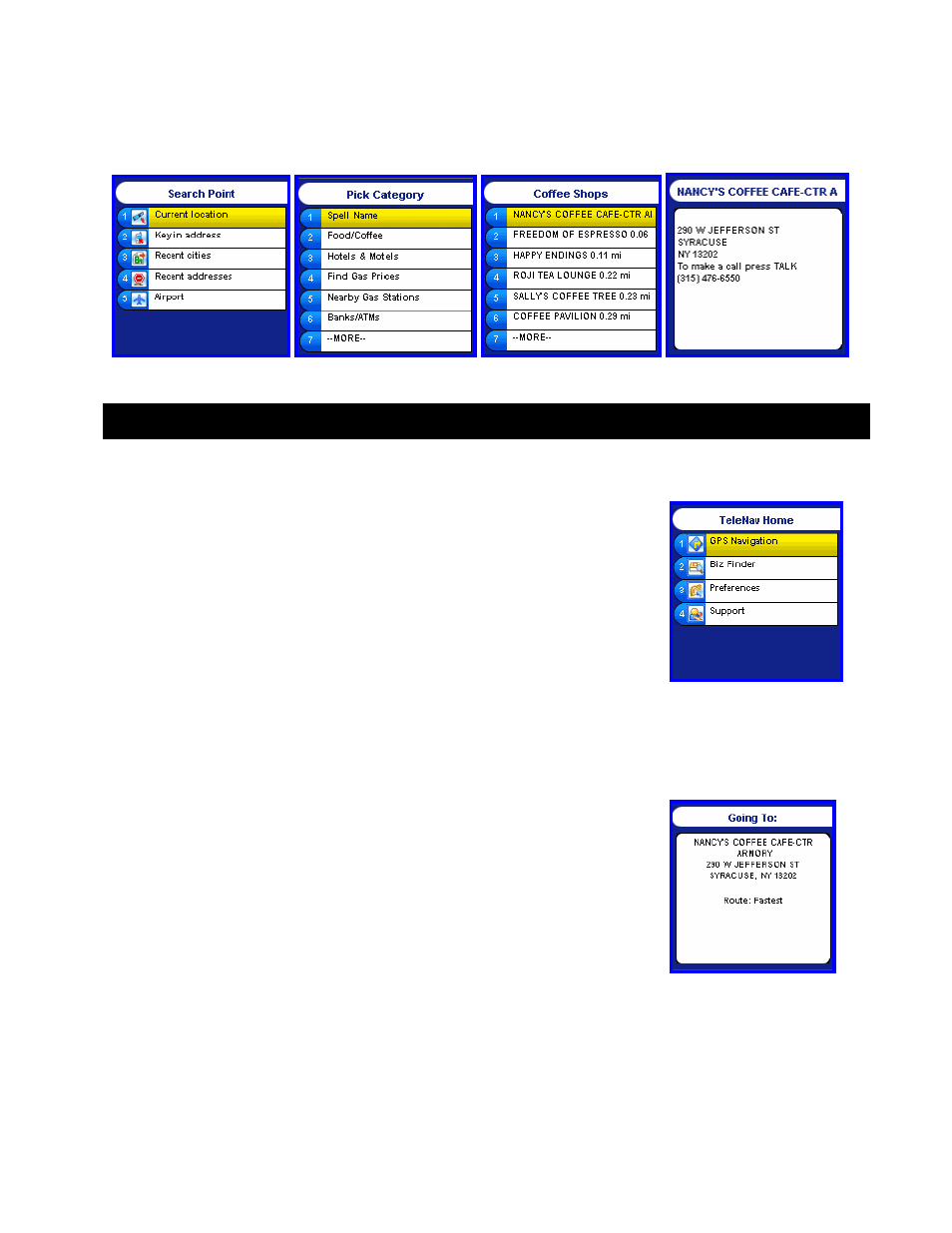 Using telenav, The telenav menu, Navigation and directions | Telenav for AT&T Supported Devices: v3.9 Lite for Motorola SLVR L6, L7, RAZR V3i Users Guide User Manual | Page 12 / 23