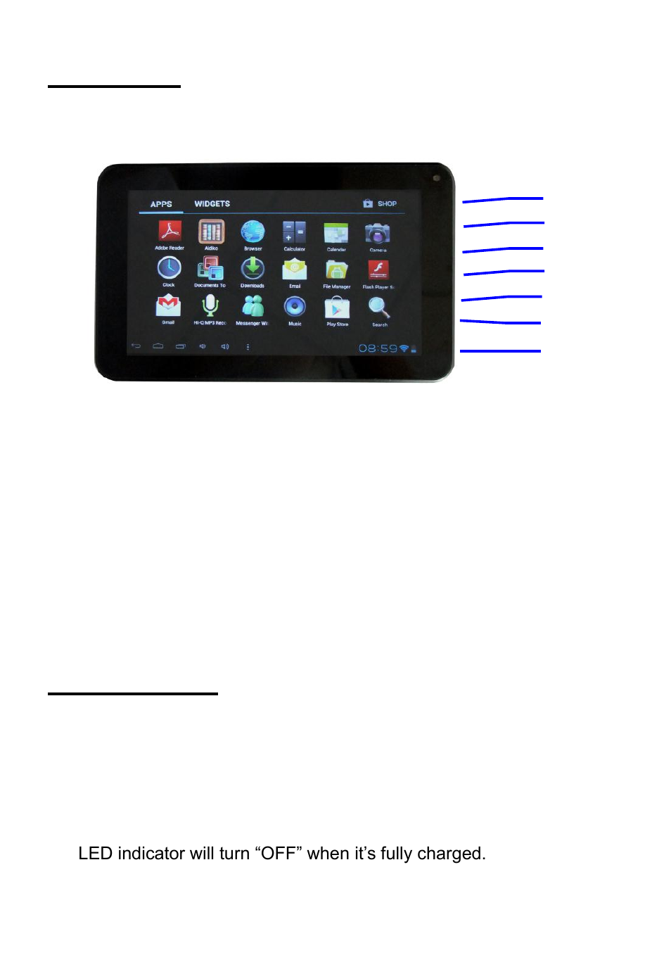 Tablet parts, Getting started | Tivax MiTraveler 7D-16 User Manual | Page 5 / 12