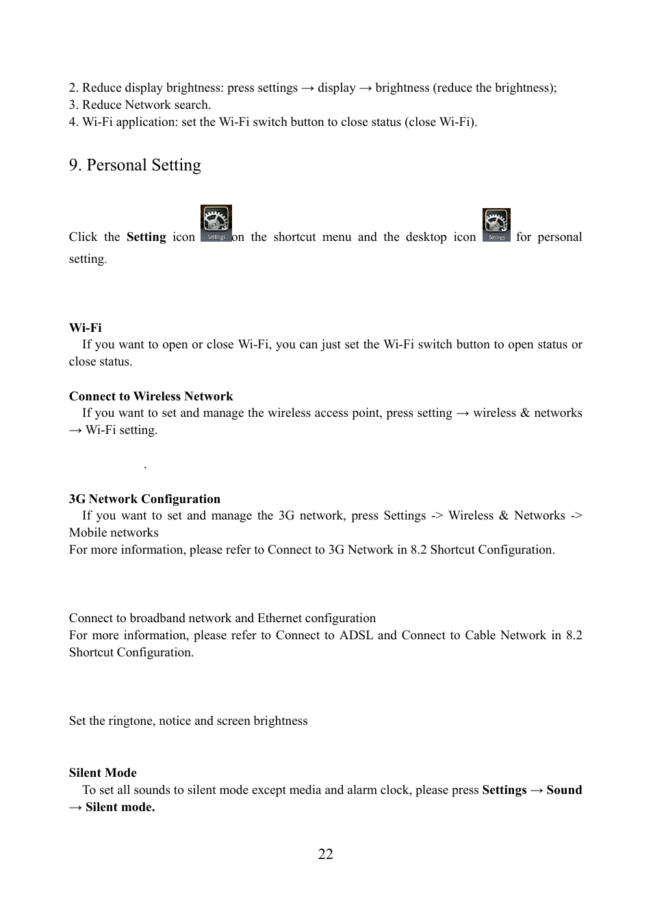 Personal setting | Tivax MiTraveler 10R User Manual | Page 23 / 29