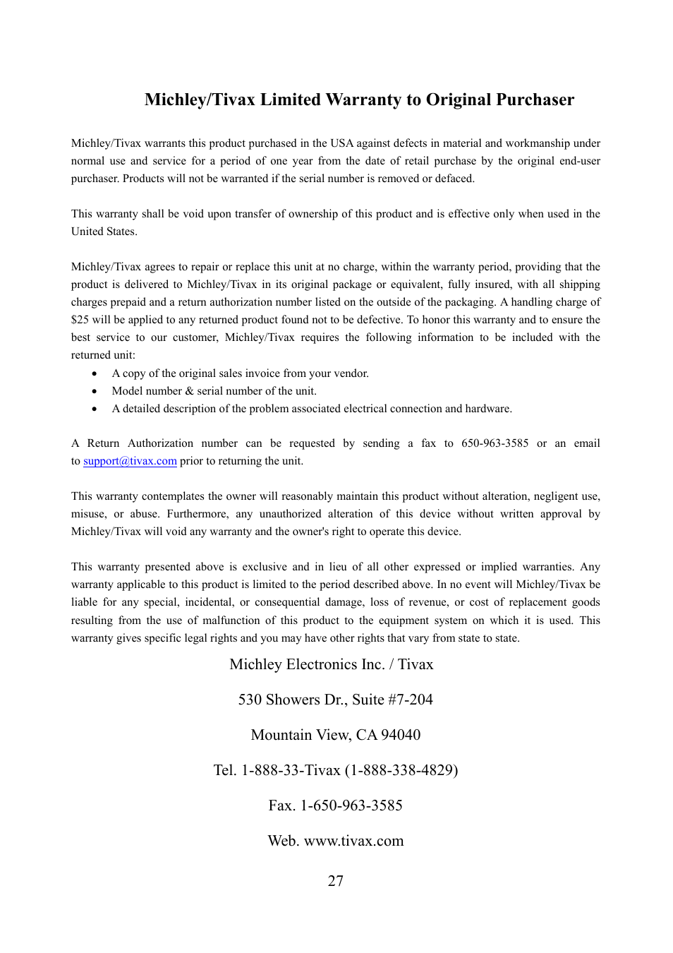 Tivax MiTraveler 10R User Manual | Page 28 / 29