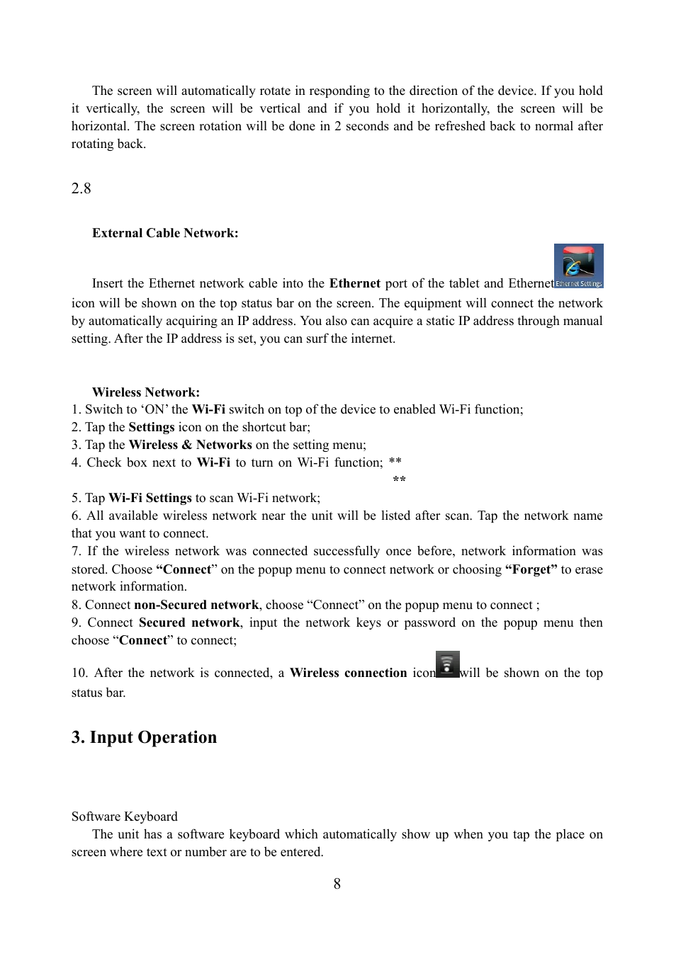 Input operation | Tivax MiTraveler 10R User Manual | Page 9 / 29
