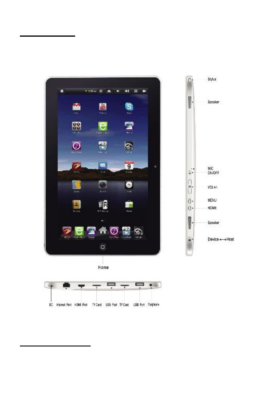 Tablet parts, Getting started | Tivax MiTraveler 10R2 User Manual | Page 4 / 16