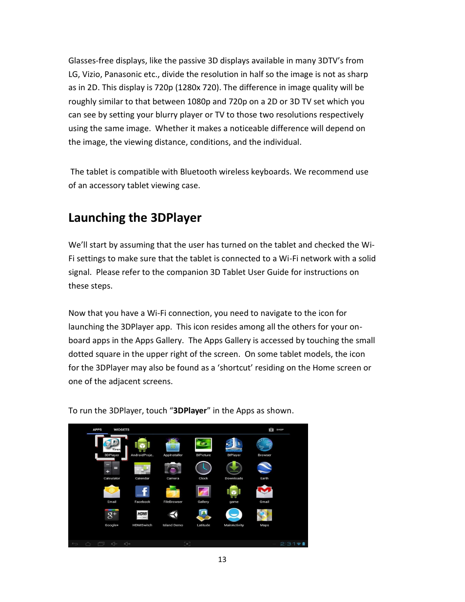 Launching the 3dplayer | Tivax MiTraveler 3D-8 User Manual | Page 15 / 29